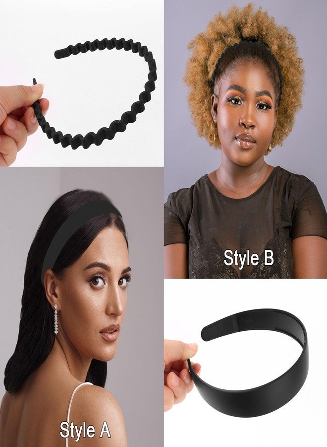 CIEHER 8PCS Zig Zag Claw Comb Headbands, Flex No Pressure Headbands, Plastic Hair Bands with Teeth (Black) - Image 2