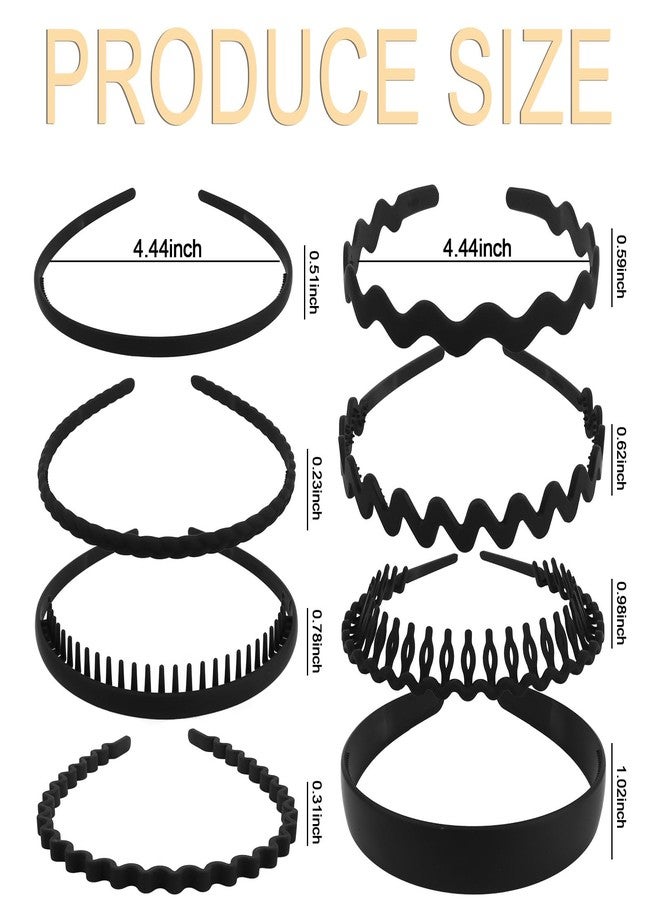 CIEHER 8PCS Zig Zag Claw Comb Headbands, Flex No Pressure Headbands, Plastic Hair Bands with Teeth (Black) - Image 5