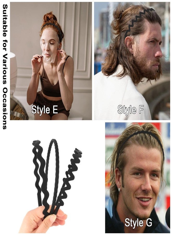 CIEHER 8PCS Zig Zag Claw Comb Headbands, Flex No Pressure Headbands, Plastic Hair Bands with Teeth (Black) - Image 4