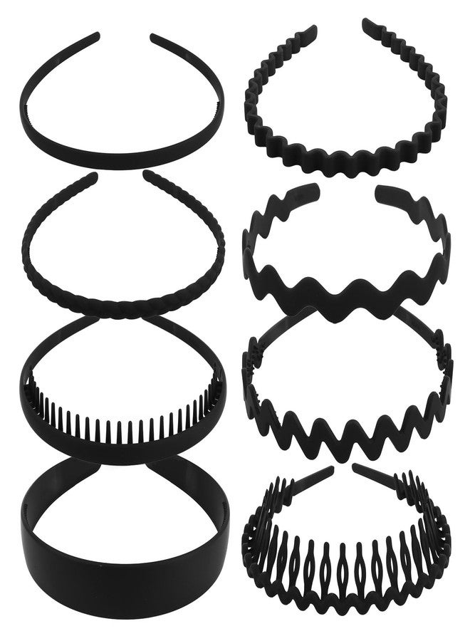 CIEHER 8PCS Zig Zag Claw Comb Headbands, Flex No Pressure Headbands, Plastic Hair Bands with Teeth (Black) - Image 1