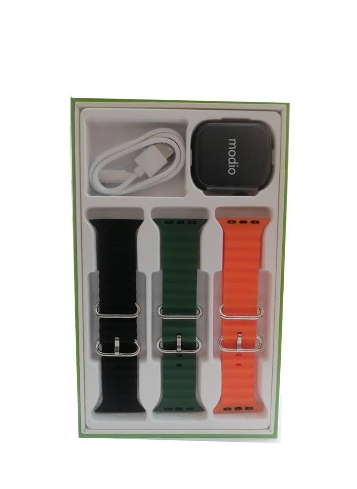 Brand Modio 4G is a very smart watch that supports a 4G chip  Supports Giga Wi-Fi  6 GB ample space  Do not forget to notice the camera with voice assistant, three straps, black color