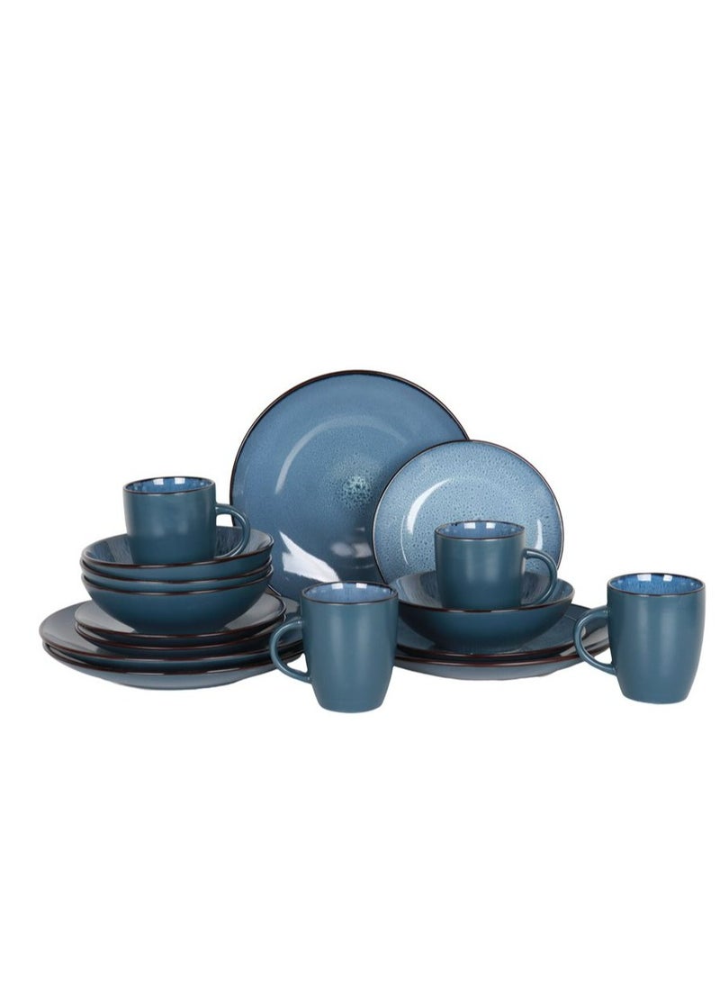 HOMEVEO 16 Piece Porcelain Dinner Set with Elegant and Modern Design Blue  - Image 1