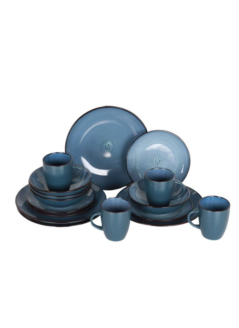 HOMEVEO 16 Piece Porcelain Dinner Set with Elegant and Modern Design Blue  - Image 2