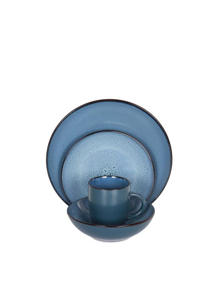 HOMEVEO 16 Piece Porcelain Dinner Set with Elegant and Modern Design Blue  - Image 3
