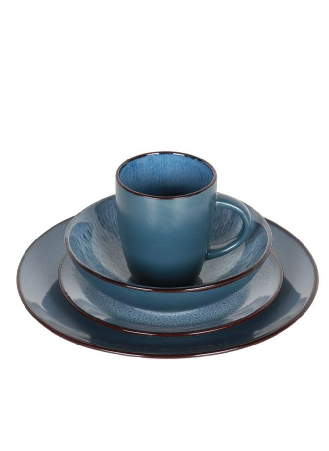 HOMEVEO 16 Piece Porcelain Dinner Set with Elegant and Modern Design Blue  - Image 4