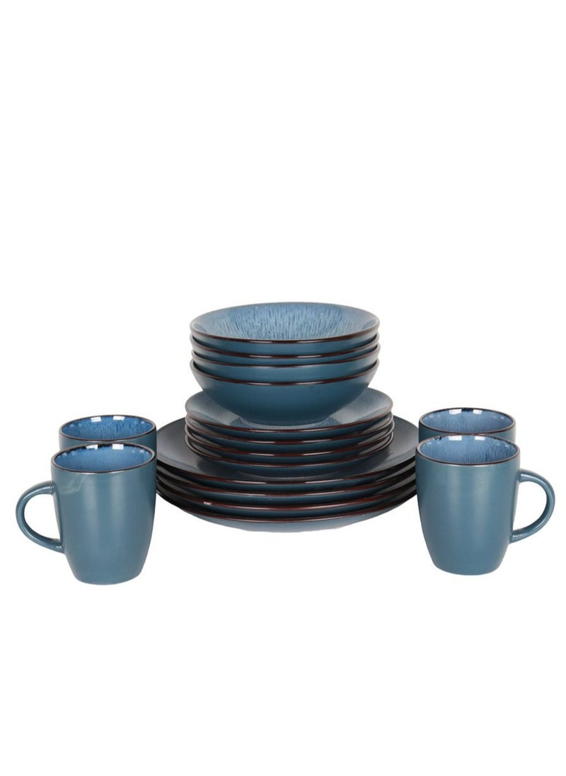 HOMEVEO 16 Piece Porcelain Dinner Set with Elegant and Modern Design Blue  - Image 5