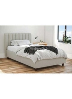 Homzmart MDF, Swedish Wood and Linen Single Bed -  100x200x140 cm  - Grey  - Image 2