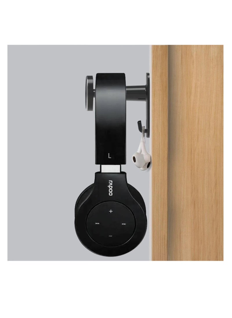Excefore - Headphone Stand with Hanger Hook, Headphone Hanger  Wall Hooks with Strong Adhesive, Adjustable Stretch Headphones Stand for Universal Gaming Headset, Black - Image 1