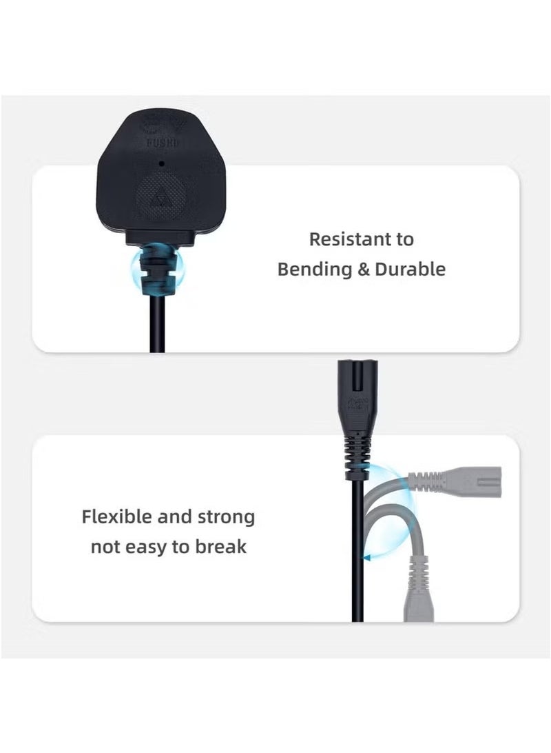 3M UK Power Cable (IEC320C7 to BS 1363) C7 Figure 8 Power Lead, PS4 Power Cable, Kettle Lead/Power Cord compatible with Samsung LG Philips Toshiba TV/Printer/PS4/PS3/PS5 - Image 3