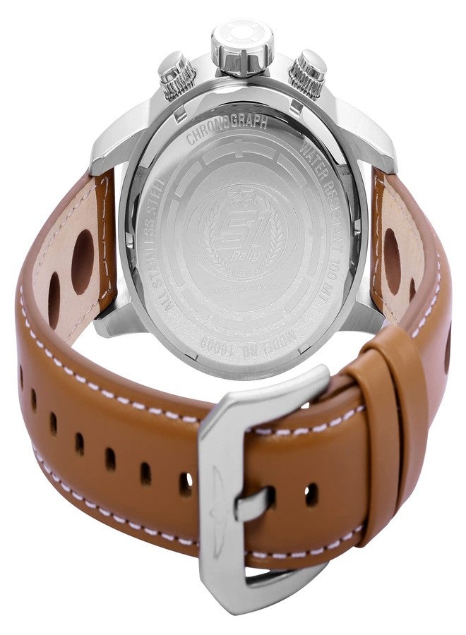 INVICTA Men's S1 Rally 48mm Stainless Steel and Brown Leather Chronograph QuartzWatch, Brown (Model: 16009) - Image 4