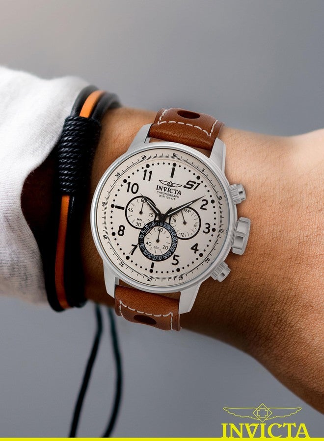 INVICTA Men's S1 Rally 48mm Stainless Steel and Brown Leather Chronograph QuartzWatch, Brown (Model: 16009) - Image 2