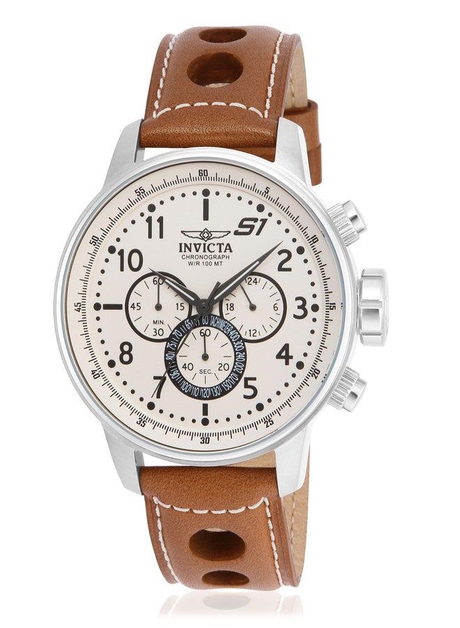 INVICTA Men's S1 Rally 48mm Stainless Steel and Brown Leather Chronograph QuartzWatch, Brown (Model: 16009) - Image 1