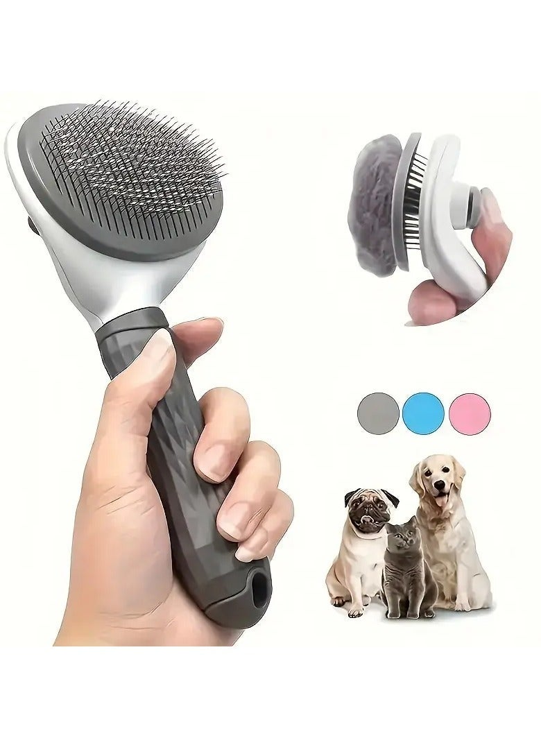 Knox Powering Generations Knox Self-Cleaning Slicker Brush for Dogs & Cats 2-in-1 Grooming, & Massaging Tool with Soft Stainless Steel Bristles, Non-Slip Handle, Easy Fur Removal, Ideal for Long & Short Hair - Image 3