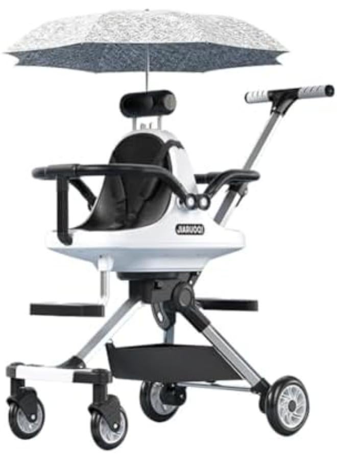 Foldable T Baby Stroller with Sunshade and Storage Bag Adjustable Handle Height 360 ° Universal Wheel Capable of Bearing 110lb