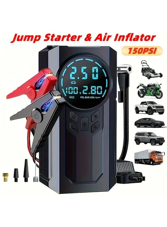 Upgraded Car Battery Starter Kit With 150psi Air Compressor And 44 63oz Gas Oil Engine Jump Starter - Image 2