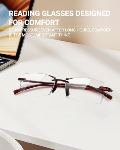 TERAISE Rimless Reading Glasses Comfortable Lightweight Frameless Reader 1 Pack Men and Women Blue Light Blocking Computer Eyeglasses(1.5X) - Image 2