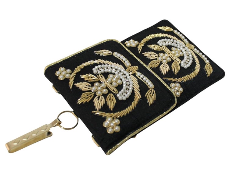MILAN'S CREATION Exclusive Mobile Pouch Zardozi Hand Embroidery With Waist Clip Hook & Sling Chain (removable) | Ladies Women’s Handbag Wallet Sling Purse | Party Wedding Festival Giveaways Gift | - Image 4