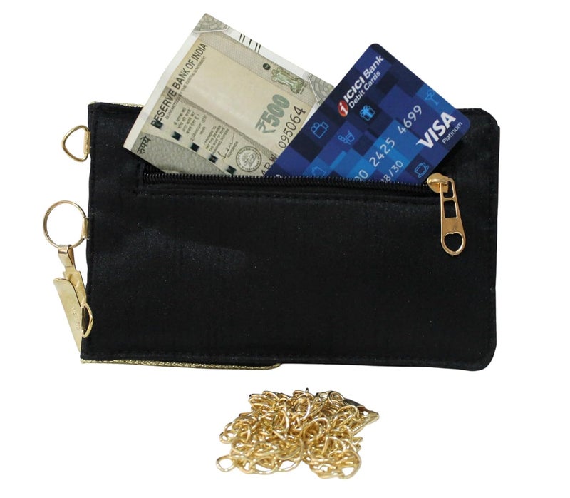 MILAN'S CREATION Exclusive Mobile Pouch Zardozi Hand Embroidery With Waist Clip Hook & Sling Chain (removable) | Ladies Women’s Handbag Wallet Sling Purse | Party Wedding Festival Giveaways Gift | - Image 5