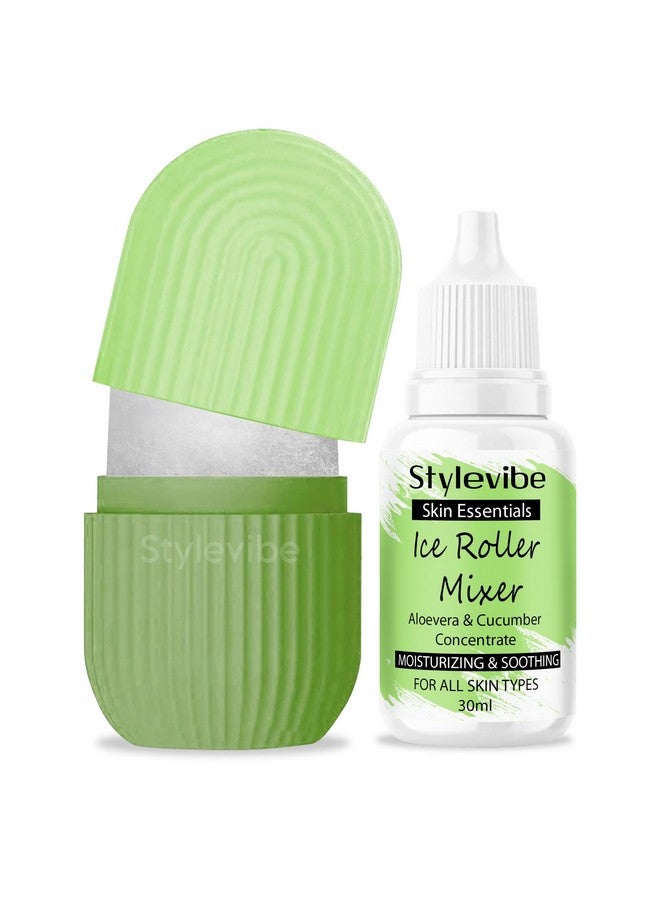 RIXTEC Ice Roller For Face, Neck and Body | With Aloevera & Cucumber Ice Roller Mixer 30ml | Ice Cube Facial Roller Kit l For Skin Moisturizing & Soothing - Image 1