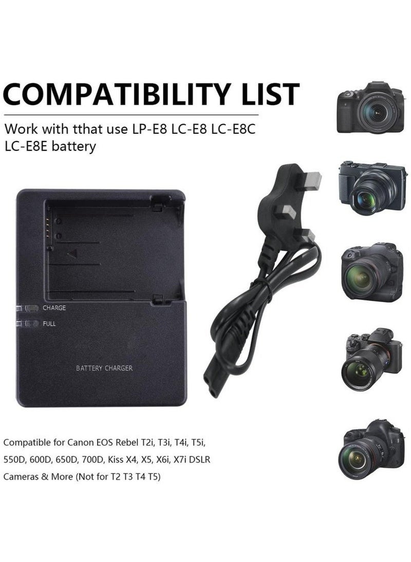 general LC-E8 Quick Battery Charger Compatible with LC-E8 LP-E8 Battery for Canon EOS Rebel T2i T3i T4i T5i 550D 600D 650D 700D X4 X5 X6 X6i X7i, Not for Rebel T2, T3, T4, T5 - Image 2