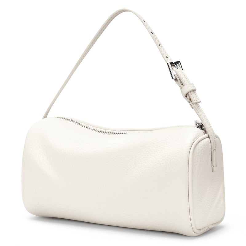 Party Hobo Crossbody Bags For Women,Vegan Leather Barrel Bag For Ladies,Designer Mini Pruse With Adjustable Strap,White - Image 1