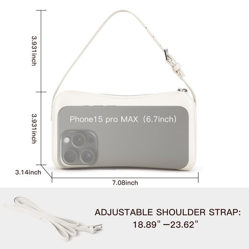 Party Hobo Crossbody Bags For Women,Vegan Leather Barrel Bag For Ladies,Designer Mini Pruse With Adjustable Strap,White - Image 5