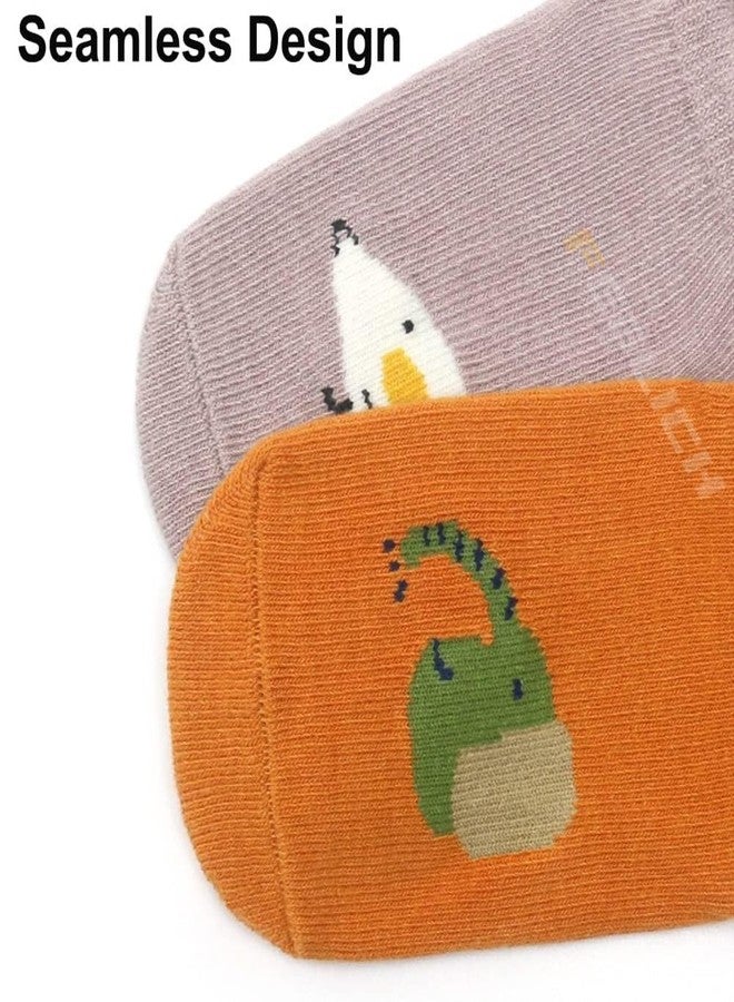 FEBLICH 5 Pair Baby Socks For Boys & Girls 1-3 Years, Toddler Cartoon Socks With Anti Slip Silicone Sole, Comfortable Cotton Non Slip Grip Ankle Socks For Baby Girl Boys Multicolor Multi Design - Image 3