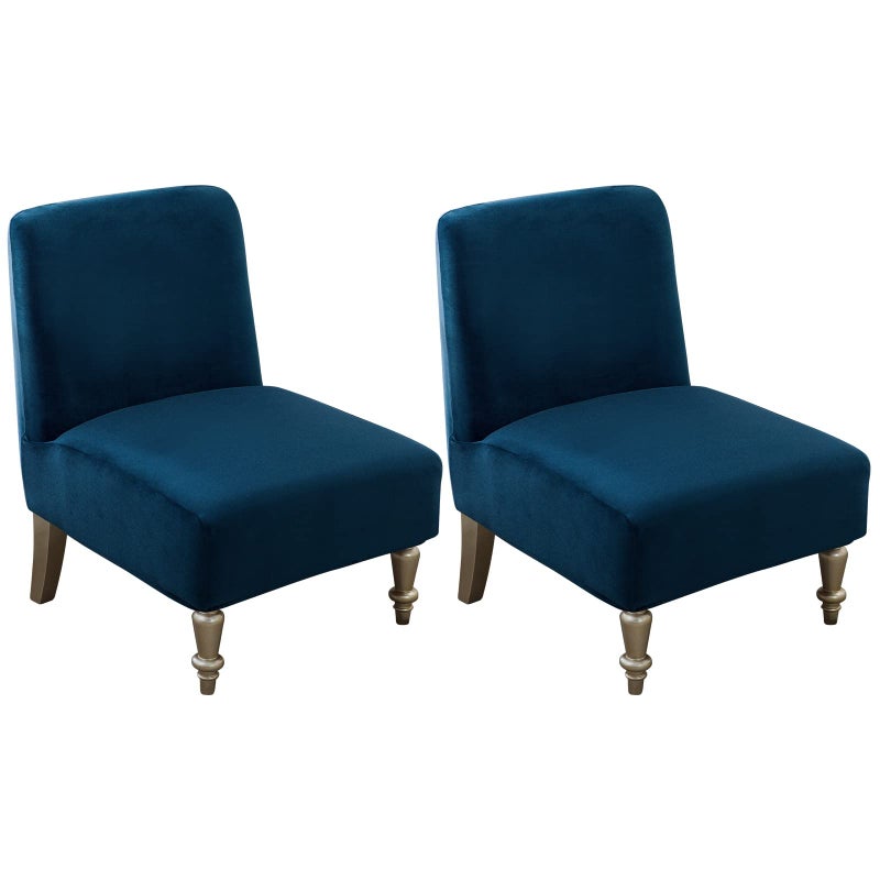 Leorate Leorate Armless Accent Slipper Chair CoversStretch Armless Chair Slipcover Removable Velvet Fabric NonSlip Silp Cover for Accent Chair Without Arms Furniture Protector for Living Dining Room Hotel 