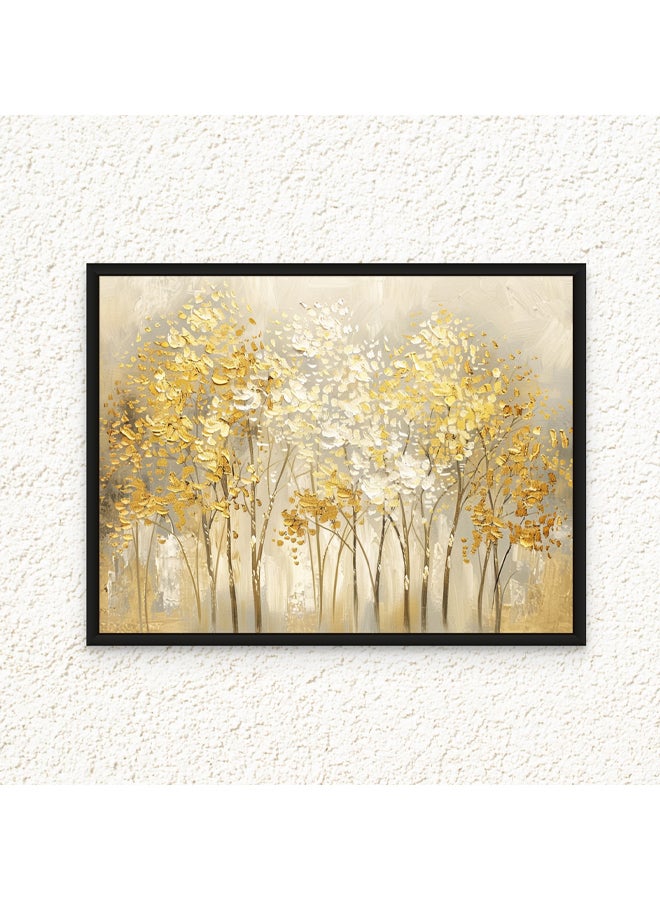 Art Decor Art Decor Framed Canvas Wall Art of Abstract Golden Trees Neutral Color Painting Nature Landscape Print Wall Decor for Home Office Living Room Bedroom Gifting - Image 1