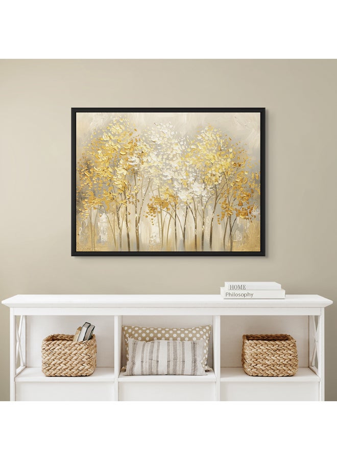 Art Decor Art Decor Framed Canvas Wall Art of Abstract Golden Trees Neutral Color Painting Nature Landscape Print Wall Decor for Home Office Living Room Bedroom Gifting - Image 3