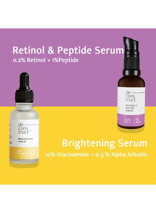 Deconstruct 0.2% Retinol + 10% Niacinamide Face Serum Combo | With Peptide & Alpha Arbutin | Reduces Fine Lines, Dark Spots & Acne Marks | For Men & Women | Beginner Friendly | 30 Ml each |Pack of 2 - Image 2