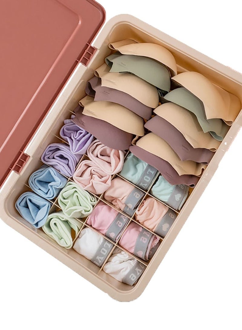 Arabest 17-Compartments Storage Box Coral For Socks Underwear and Bra Cabinet and Drawer Organizer - Image 1