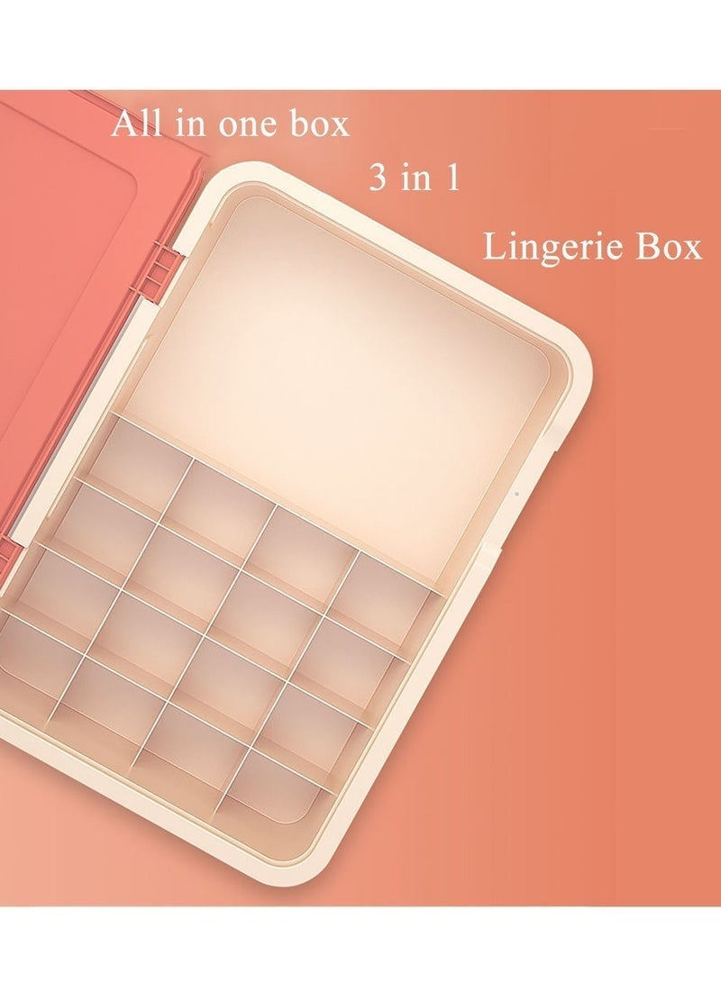 Arabest 17-Compartments Storage Box Coral For Socks Underwear and Bra Cabinet and Drawer Organizer - Image 3