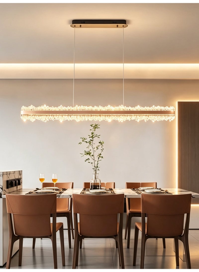 Modern Linear LED Pendant Light, Long Dining Room Chandelier for Kitchen Island Dining Table, Warm White - Image 3