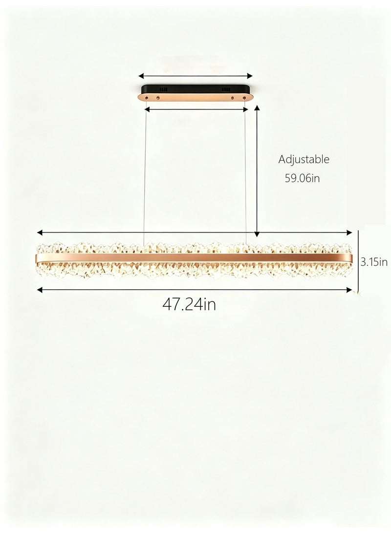 Modern Linear LED Pendant Light, Long Dining Room Chandelier for Kitchen Island Dining Table, Warm White - Image 2