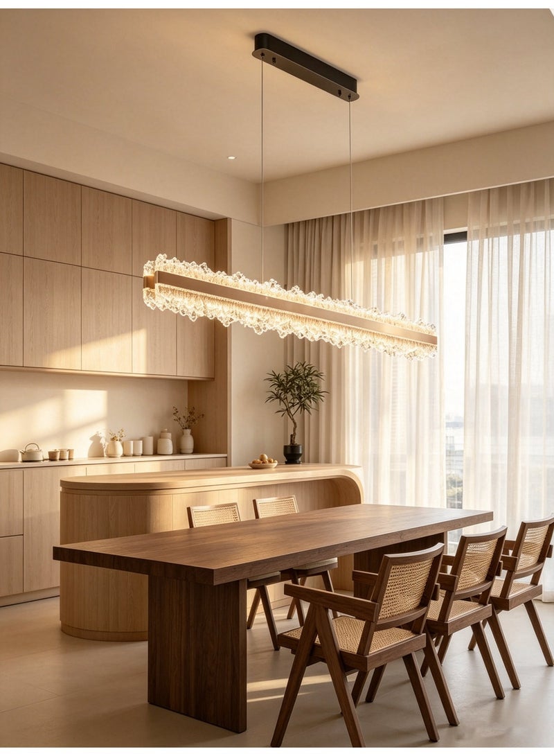 Modern Linear LED Pendant Light, Long Dining Room Chandelier for Kitchen Island Dining Table, Warm White - Image 1