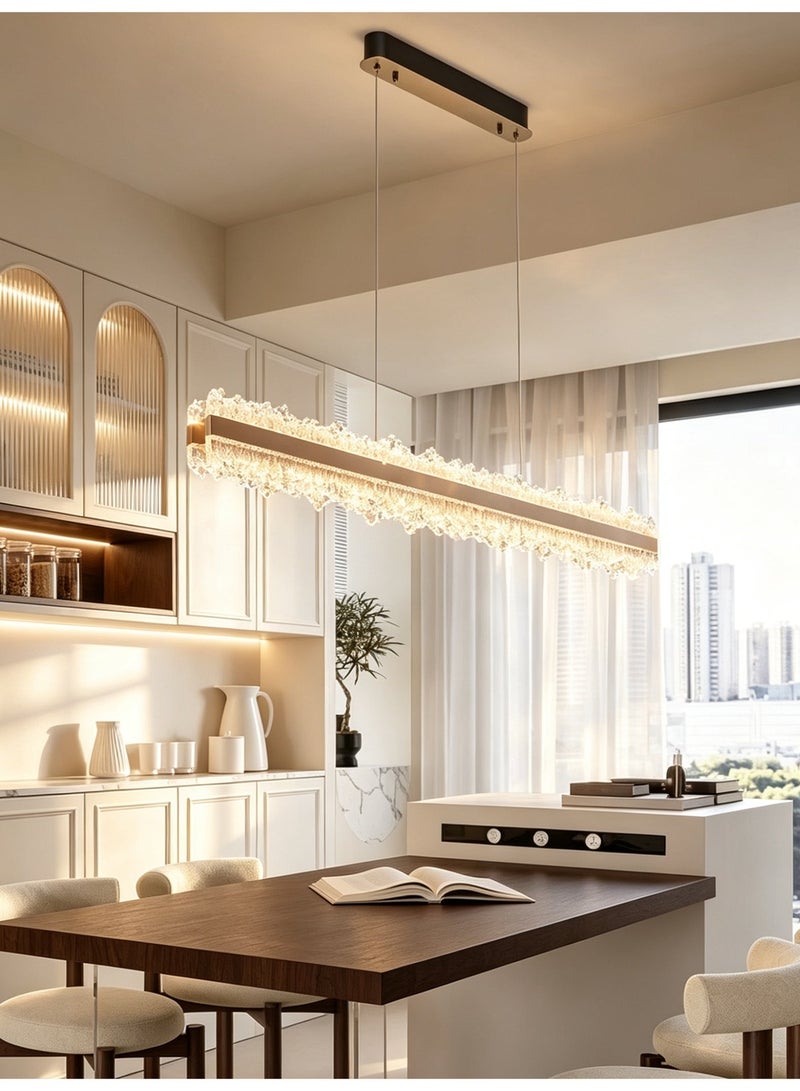 Modern Linear LED Pendant Light, Long Dining Room Chandelier for Kitchen Island Dining Table, Warm White - Image 4
