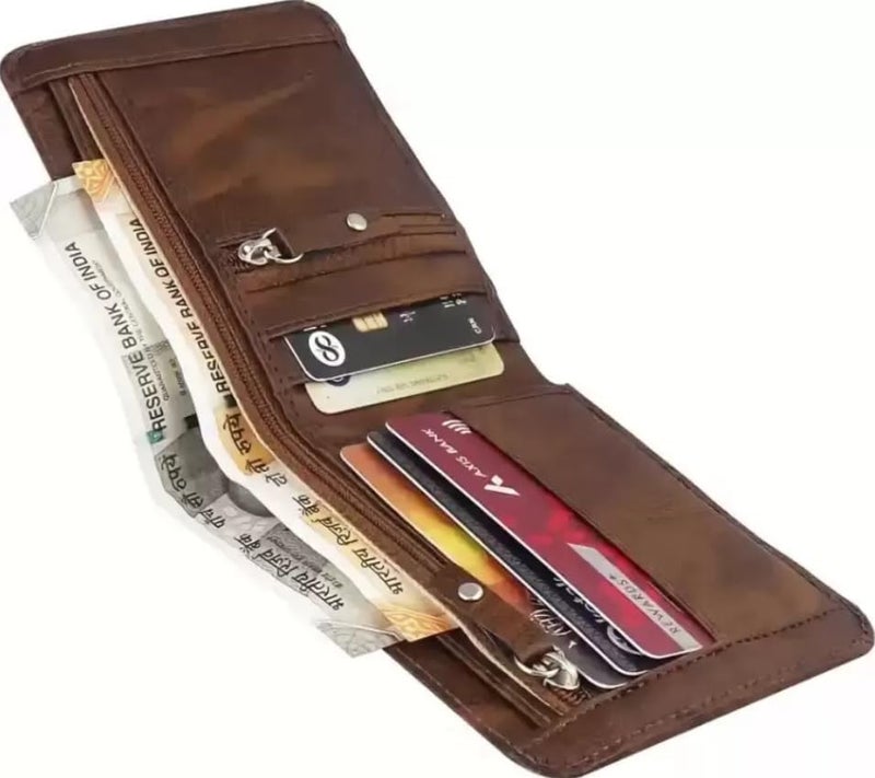 SAMTROH Double Zipper Pu Leather Wallet for Men | 3 Card Slots | 2 Secret Compartments | 2 Currency Compartments | 1 Coin & Zip Pocket - Image 2