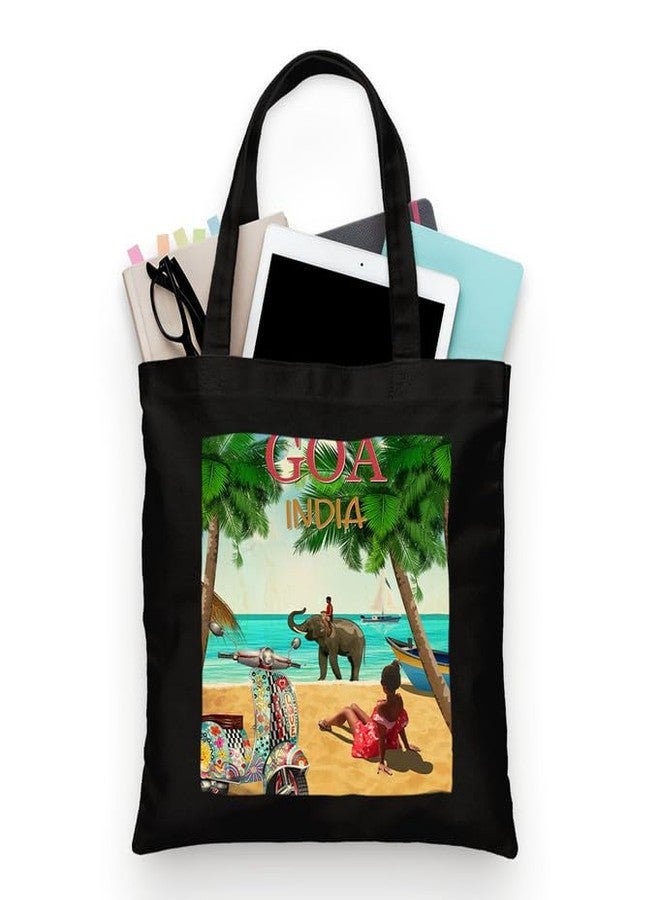 PrintingZone Black Tote Bag With Pocket Printed Designed Canvas Tote Bags For Women large capacity|Tote bag For Shopping| College| Travel| More Canvas Handbag For Unisex Bag(BTB220) - Image 1