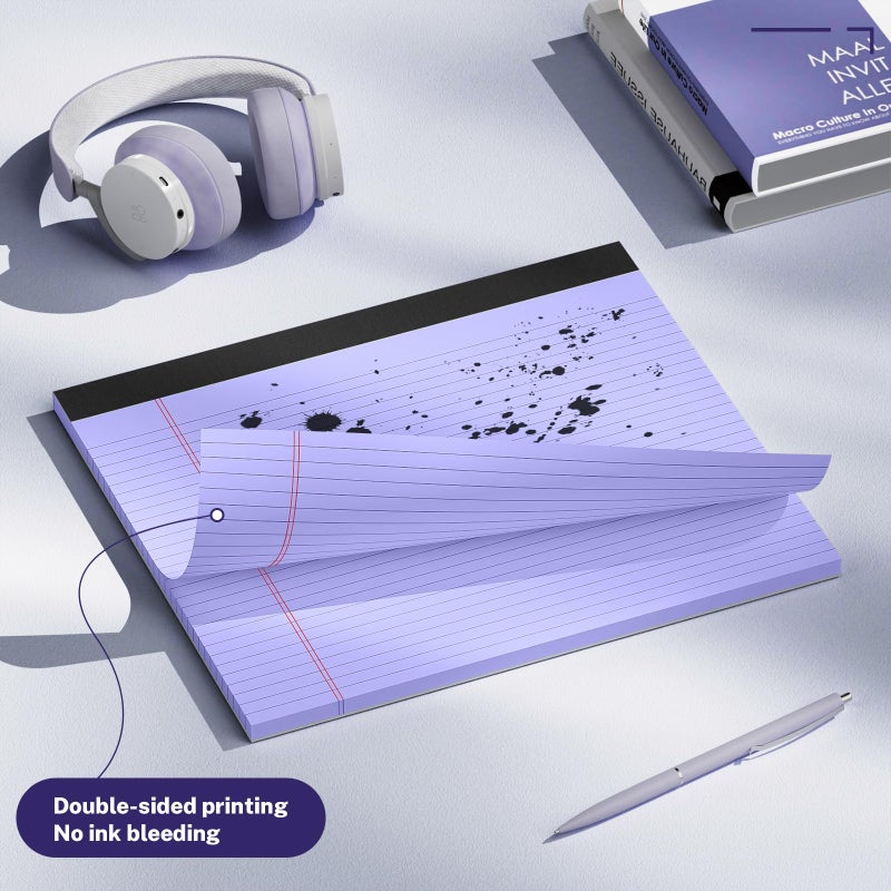 AILZFEI 3 Pack Wide Legal Pads 11" x 9.5" (Landscape Format) Pink Purple Blue College Ruled Note Pad Narrow Ruled 30 Sheets per Notepad Perforated Writing Paper with Thick Backboard Horizontal Pads of Paper - Image 4