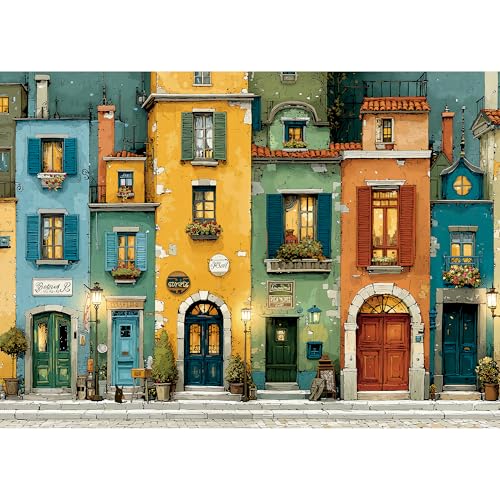 lamplig Puzzles for Adults 1000 Pieces Fall Italy Town Street Vintage Landscape 1000 Piece Puzzle for Adults Seniors Jigsaw Puzzles 1000 Pieces with Letters on Back Fun Gifts Decor 11 Poster - Image 1