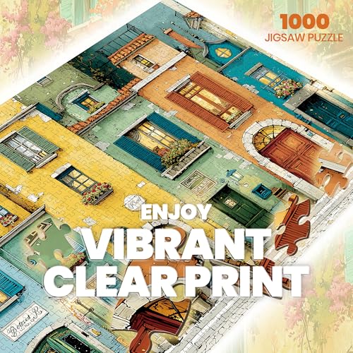 lamplig Puzzles for Adults 1000 Pieces Fall Italy Town Street Vintage Landscape 1000 Piece Puzzle for Adults Seniors Jigsaw Puzzles 1000 Pieces with Letters on Back Fun Gifts Decor 11 Poster - Image 5