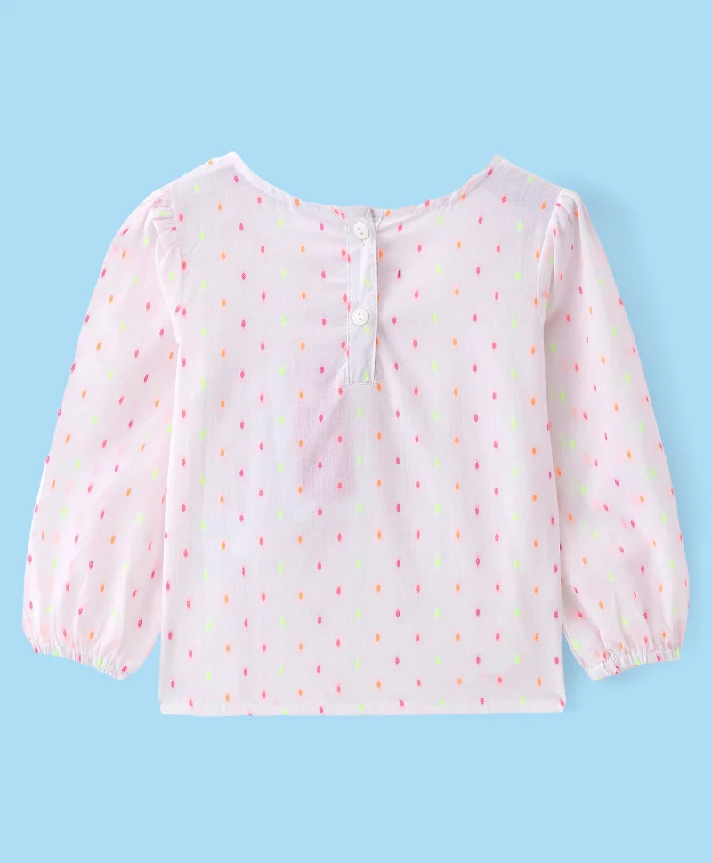 babyhug Babyhug Rayon Knit Full Sleeves Printed  Top - White