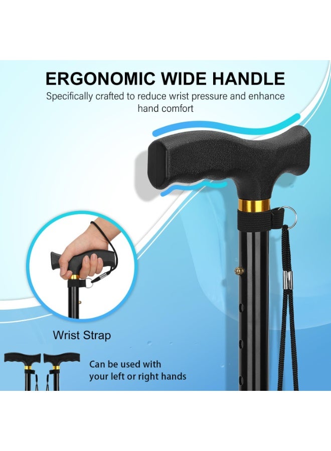 MarlaMall Walking Sticks with 10 Height Adjustable, Walking Cane Lightweight Comfortable Travel Cane with LED Light, Sturdy 4-Legged Base and Anti-Lost Hangtag for Seniors & Adults - Image 2