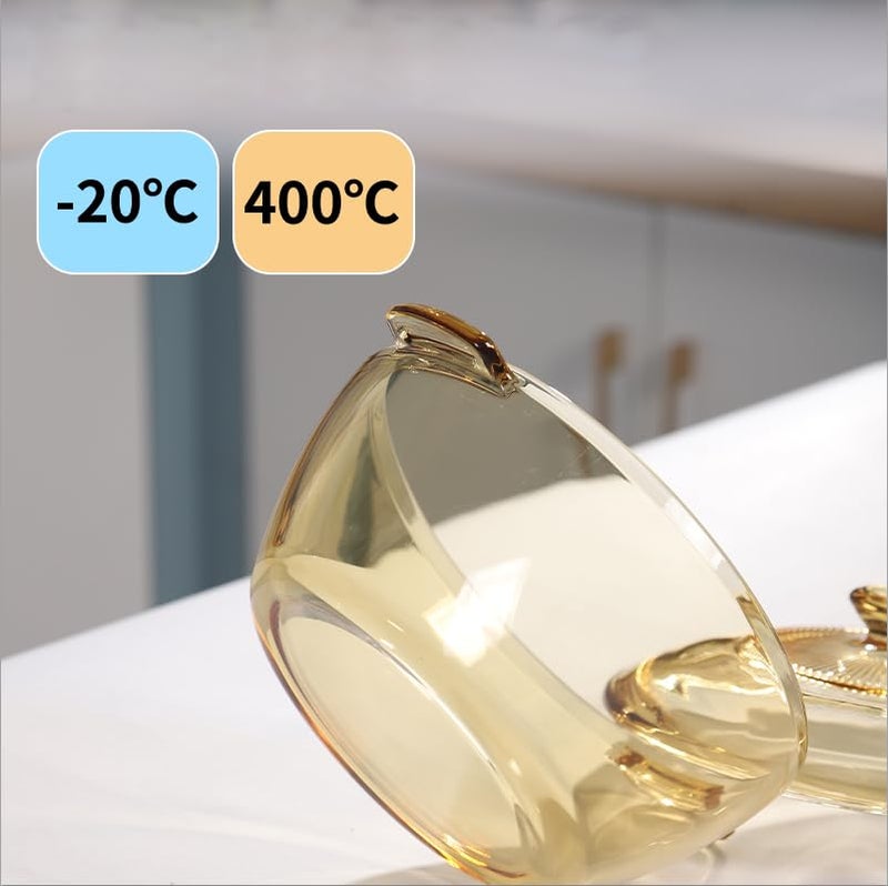 The Better Home Zest Series Borosilicate Glass Serving Casserole (1.5L) | Glass Bowl With Lid | Glass Casserole With Glass Lid | Microwave & Dishwasher Safe | Gift For Housewarming (Amber) - Image 2