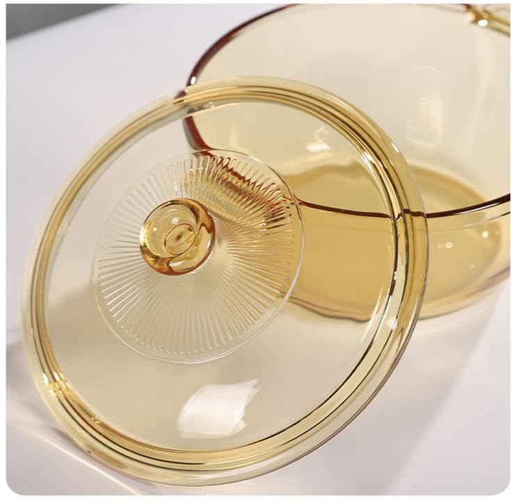 The Better Home Zest Series Borosilicate Glass Serving Casserole (1.5L) | Glass Bowl With Lid | Glass Casserole With Glass Lid | Microwave & Dishwasher Safe | Gift For Housewarming (Amber) - Image 3