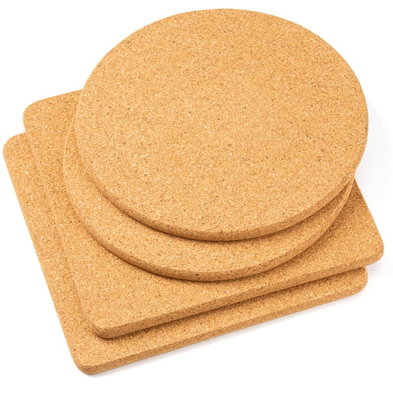 Cork Trivets for Hot Dishes Pots and Pans Pot Holders for Kitchen 8 Inches 4 Pack Hot Pads Thick Heat Resistant Mats Protect Countertop Coaster Trivet Home Essentials Rustic Farmhouse Decor