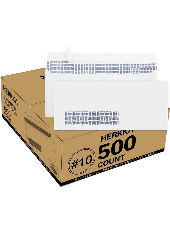 HERKKA 500 Pack 10 Single Left Window Self Seal Security Envelopes Designed For Quickbooks Invoices & Business Statements Computer Printed Checks Peel And Seal Flap Size 41 8 X 91 2 Inches 24 Lb - Image 2