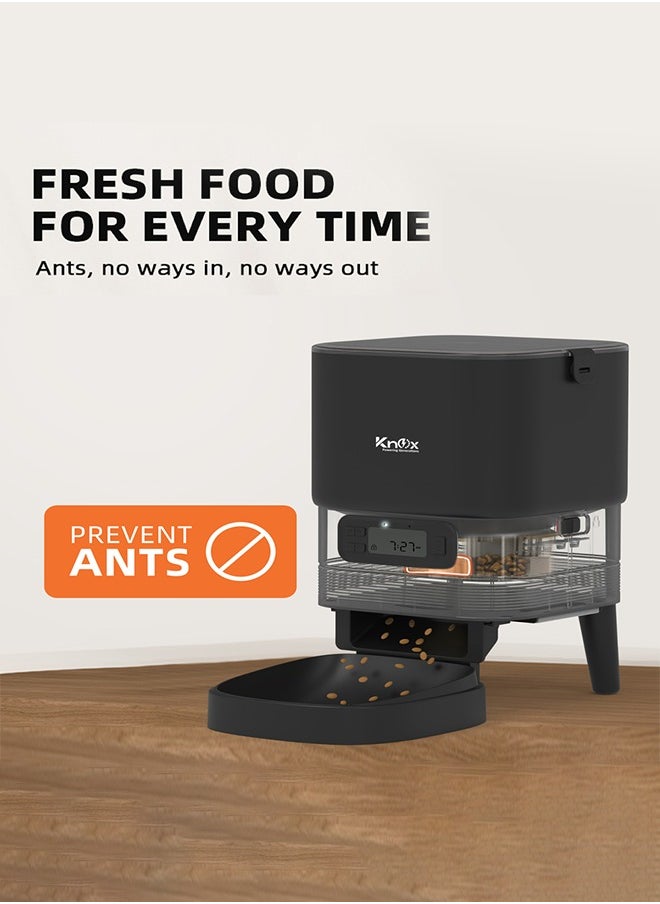 Knox Powering Generations Single Bowl Automatic Pet Feeder for Cats and Dogs, 4L Capacity, Programmable Timers, Portion Control, Waterproof, Anti-Ant Technology, Dual Power (Black)  - Image 4