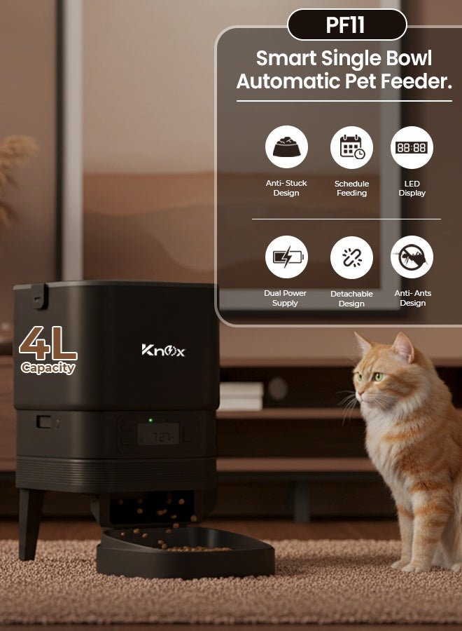 Knox Powering Generations 4L Automatic Pet Feeder for Cats & Dogs, Programmable Timer, Portion Control, Dual Power, Waterproof Design, Built-in Desiccant Box, Food Stuck Sensor, Anti Ant Technology - Image 2